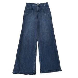 Jason Wu Wide Leg High Rise Patch Pocket Denim Jeans Size 8 Retro 70's Style